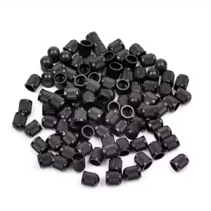 Black Plastic Wheel Tire Valve Stem Caps