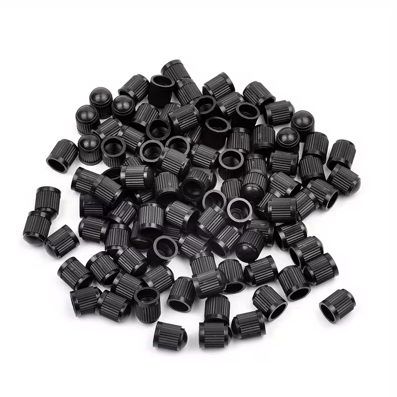 Black Plastic Wheel Tire Valve Stem Caps