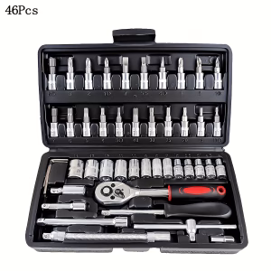 46pcs Heavy-Duty Metric Socket Wrench And Bit Holder Set